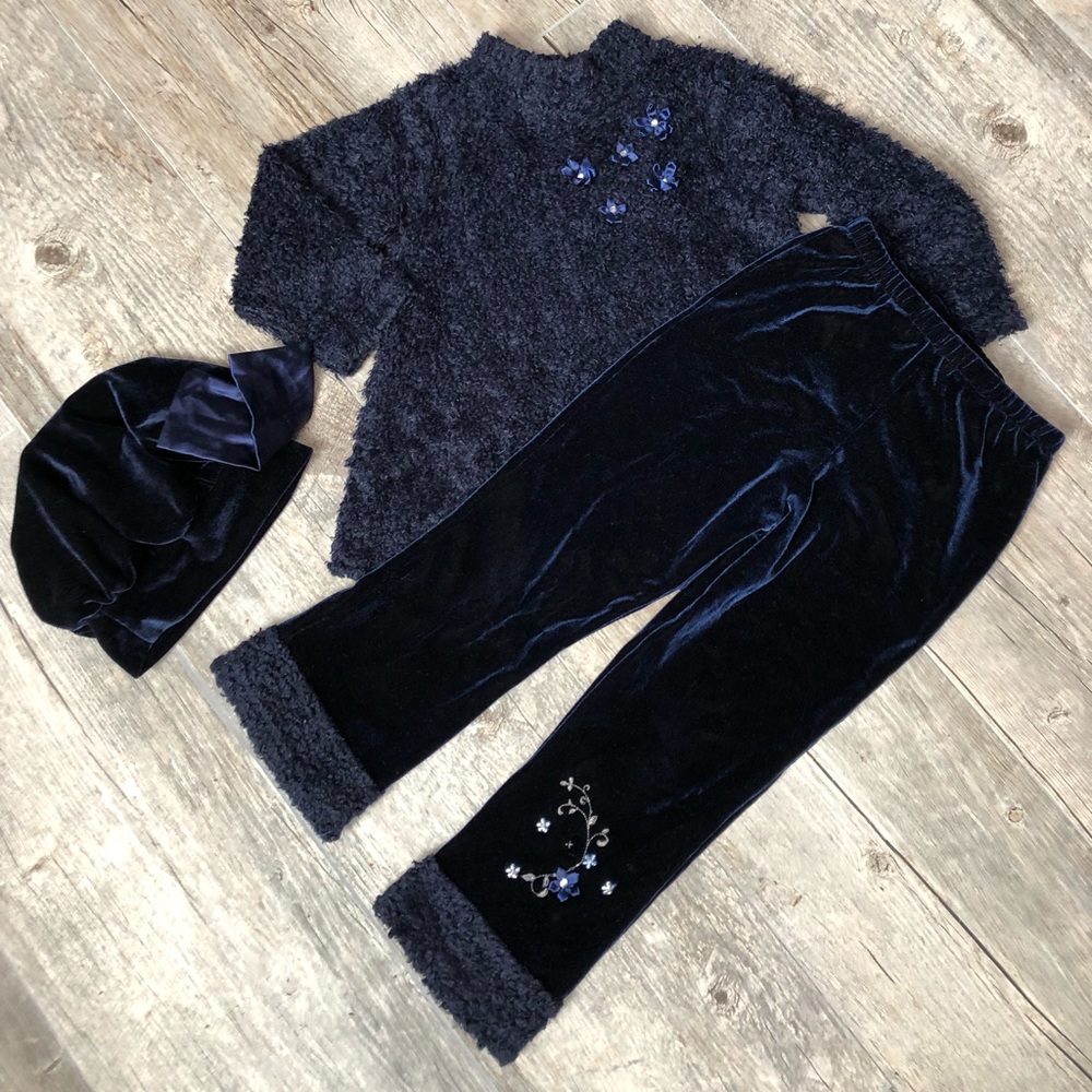 3 Pc. Cachcach Navy Pants Sweater Hat 4T